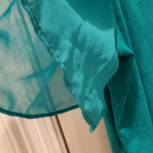 Cute Bell Sleeved Tee Women's Plus 2X 20W 22 peacock blue green teal whimsical - Picture 7 of 10